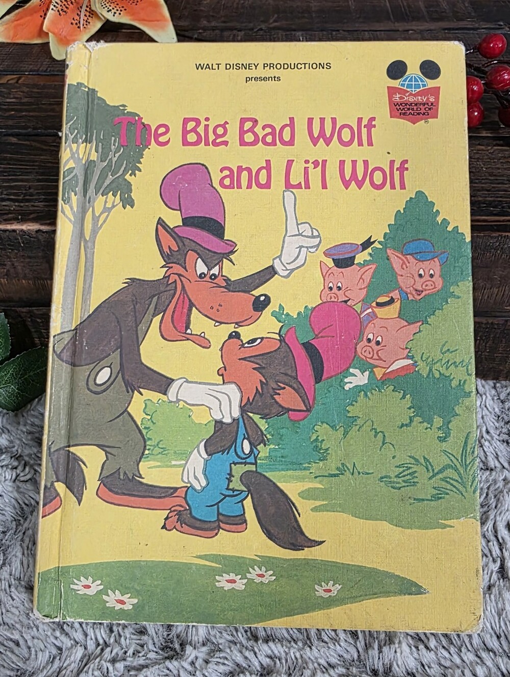 Vintage Disney Kids Book The Big Bad Wolf and Li'l Wolf 1980s Hardcover